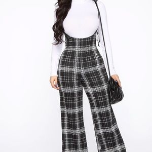 Tie shoulder suspender pants jumpsuit